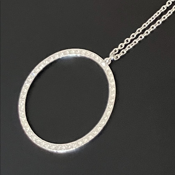 Silver Circle Rhinestone Necklace - Picture 2 of 3